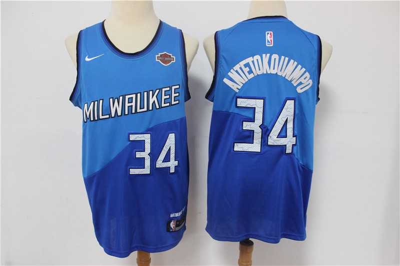 Men Milwaukee Bucks 34 Antetokounmpo Light Blue Nike Game NBA Jerseys